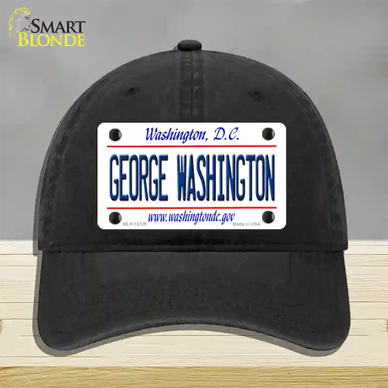 George Washington Novelty License Plate Hat Unconstructed Cotton / Black