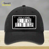 Pick A Vowel Novelty License Plate Hat Unconstructed Cotton / Black