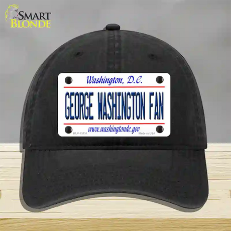 George Washington Fan Novelty License Plate Hat Unconstructed Cotton / Black