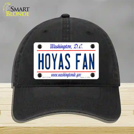 Hoyas Fan Novelty License Plate Hat Unconstructed Cotton / Black