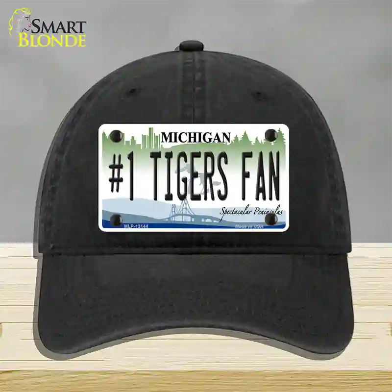 Number 1 Tigers Fan Novelty License Plate Hat Tag Unconstructed Cotton / Black