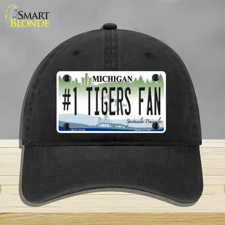 Number 1 Tigers Fan Novelty License Plate Hat Tag Unconstructed Cotton / Black