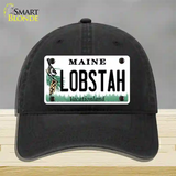 Lobstah Maine Novelty License Plate Hat Unconstructed Cotton / Black