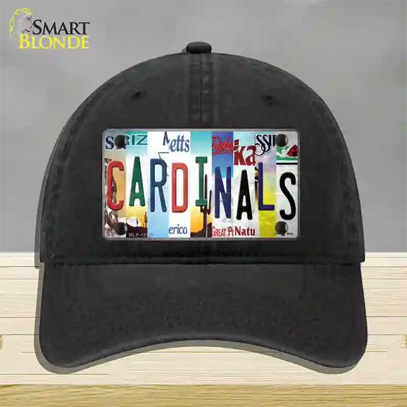 Cardinals Strip Art Novelty License Plate Hat Tag Unconstructed Cotton / Black