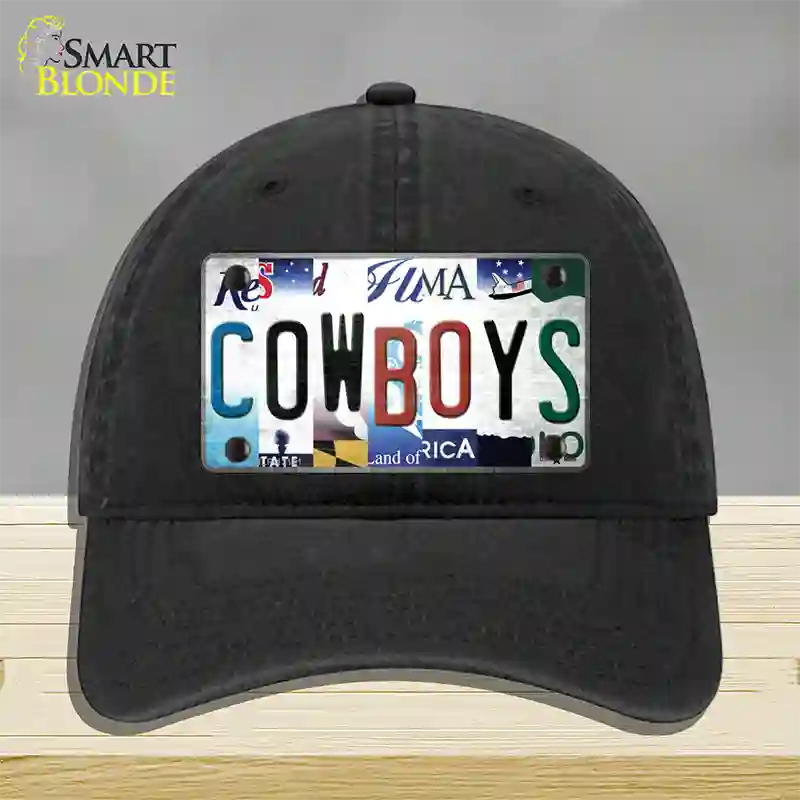 Cowboys Strip Art Novelty License Plate Hat Tag Unconstructed Cotton / Black