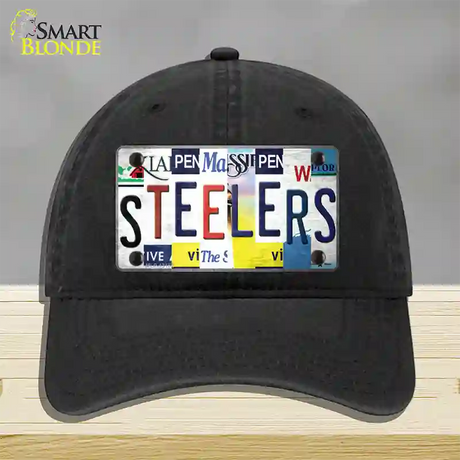 Steelers Strip Art Novelty License Plate Hat Tag Unconstructed Cotton / Black