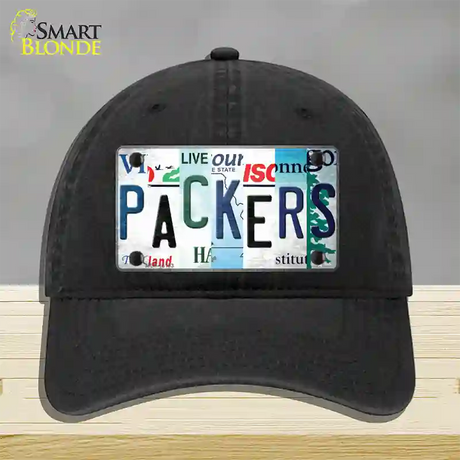 Packers Strip Art Novelty License Plate Hat Tag Unconstructed Cotton / Black