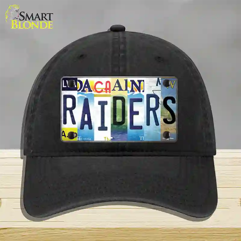 Raiders Strip Art Novelty License Plate Hat Tag Unconstructed Cotton / Black