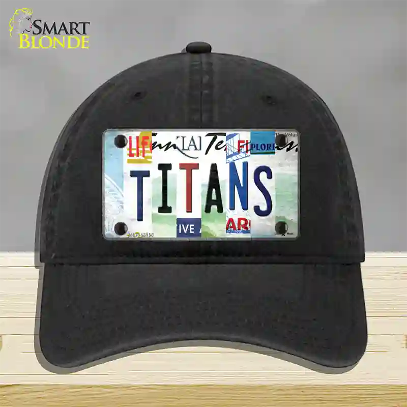 Titans Strip Art Novelty License Plate Hat Tag Unconstructed Cotton / Black