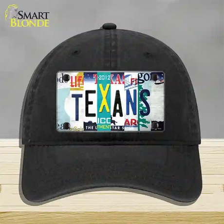 Texans Strip Art Novelty License Plate Hat Tag Unconstructed Cotton / Black