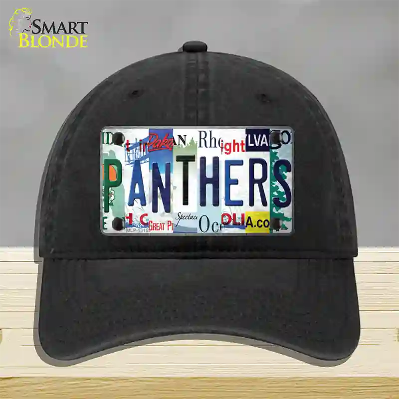 Panthers Strip Art Novelty License Plate Hat Tag Unconstructed Cotton / Black