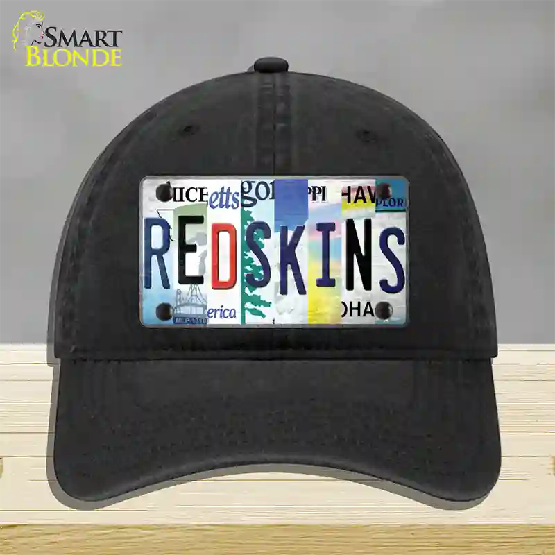 Redskins Strip Art Novelty License Plate Hat Tag Unconstructed Cotton / Black