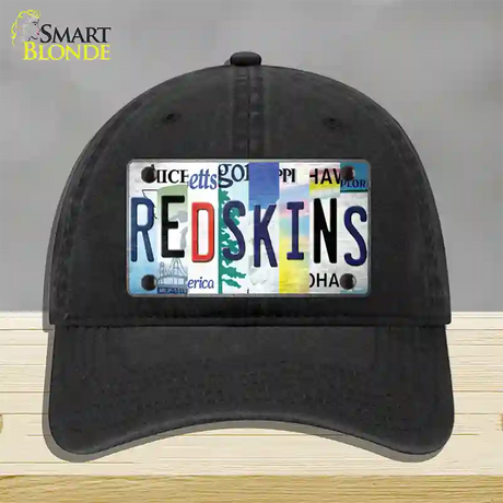 Redskins Strip Art Novelty License Plate Hat Tag Unconstructed Cotton / Black