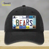 Bears Strip Art Novelty License Plate Hat Tag Unconstructed Cotton / Black