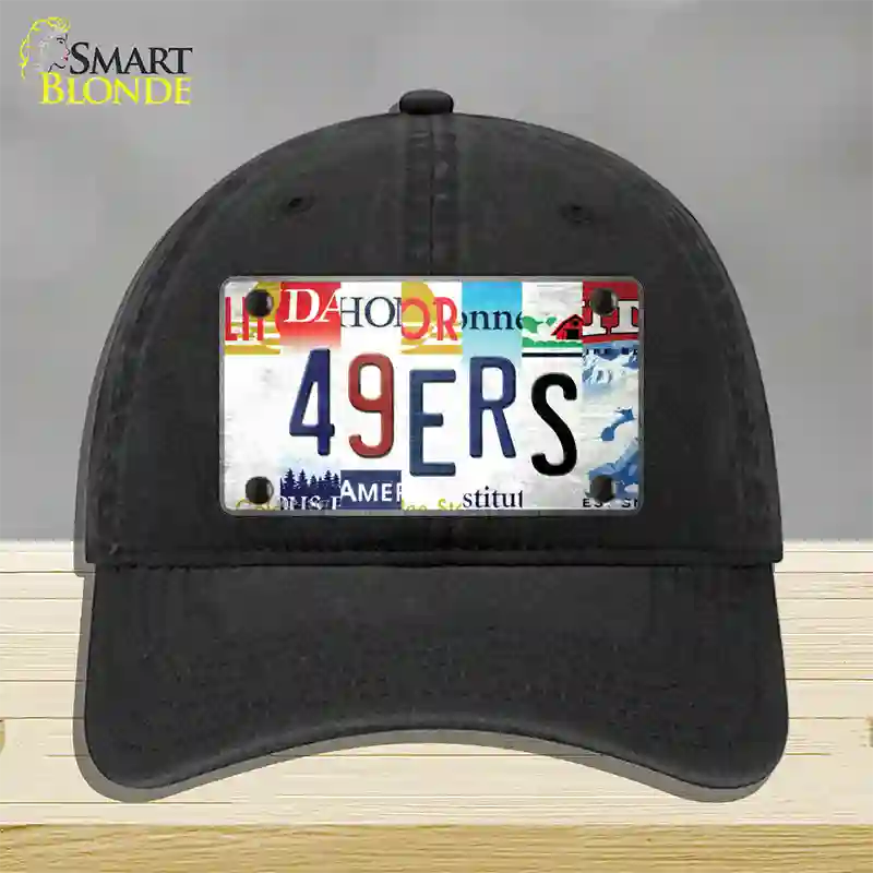 49ers Strip Art Novelty License Plate Hat Tag Unconstructed Cotton / Black