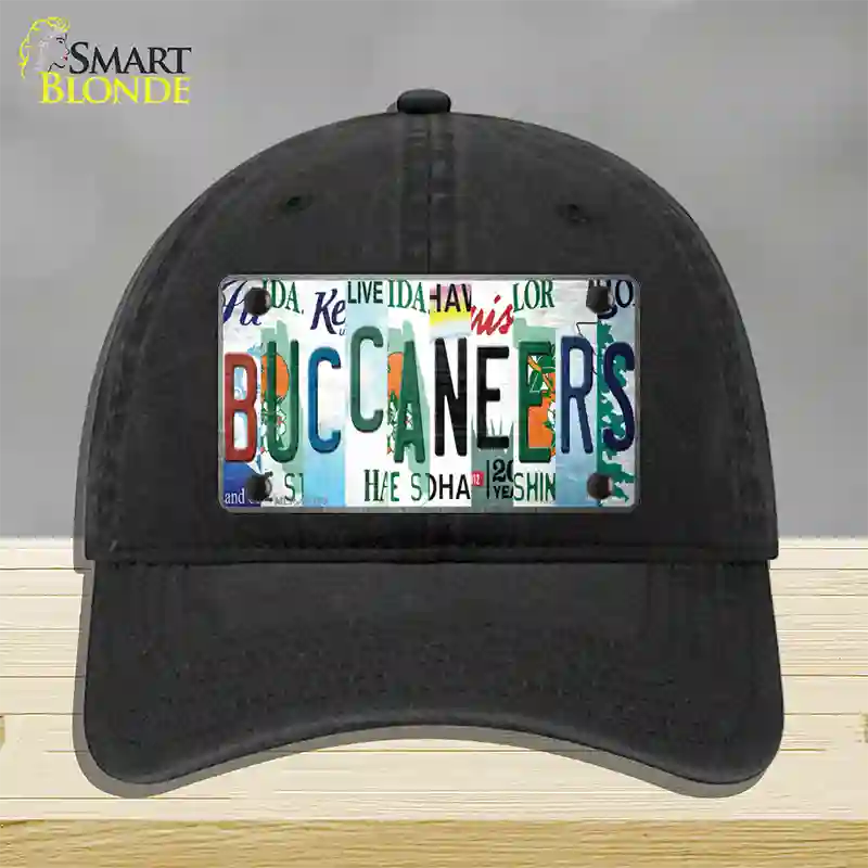 Buccaneers Strip Art Novelty License Plate Hat Tag Unconstructed Cotton / Black