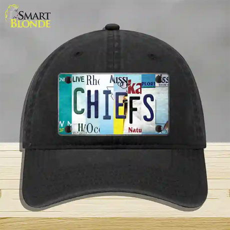 Chiefs Strip Art Novelty License Plate Hat Tag Unconstructed Cotton / Black