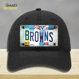 Browns Strip Art Novelty License Plate Hat Tag Unconstructed Cotton / Black