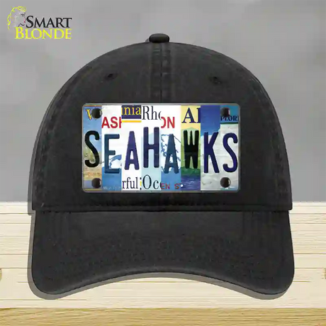 Seahawks Strip Art Novelty License Plate Hat Tag Unconstructed Cotton / Black