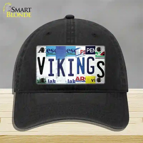 Vikings Strip Art Novelty License Plate Hat Tag Unconstructed Cotton / Black