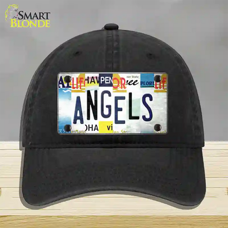 Angels Strip Art Novelty License Plate Hat Tag Unconstructed Cotton / Black