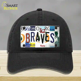 Braves Strip Art Novelty License Plate Hat Tag Unconstructed Cotton / Black