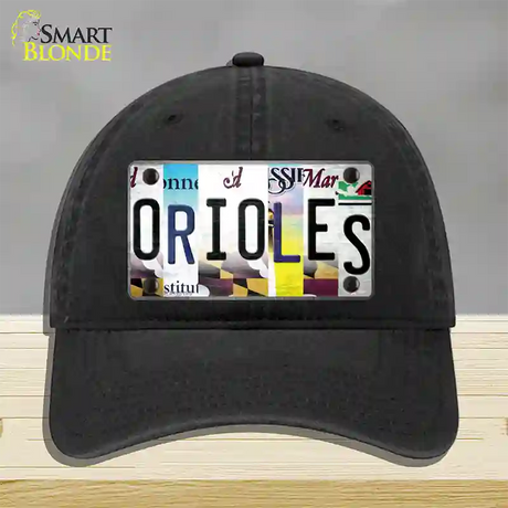 Orioles Strip Art Novelty License Plate Hat Tag Unconstructed Cotton / Black