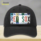 Red Sox Strip Art Novelty License Plate Hat Tag Unconstructed Cotton / Black