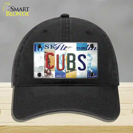 Cubs Strip Art Novelty License Plate Hat Tag Unconstructed Cotton / Black