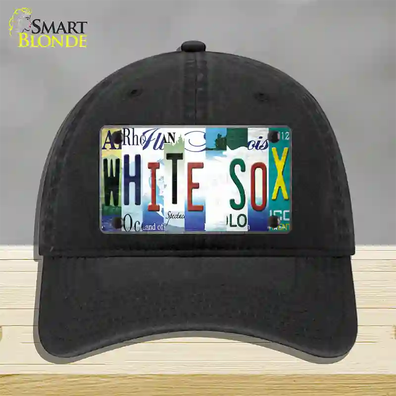 White Sox Strip Art Novelty License Plate Hat Tag Unconstructed Cotton / Black