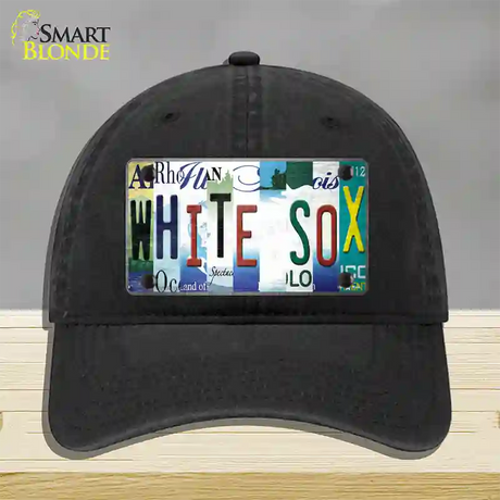 White Sox Strip Art Novelty License Plate Hat Tag Unconstructed Cotton / Black