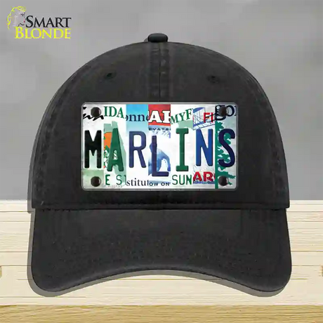 Marlins Strip Art Novelty License Plate Hat Tag Unconstructed Cotton / Black