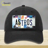 Astros Strip Art Novelty License Plate Hat Tag Unconstructed Cotton / Black