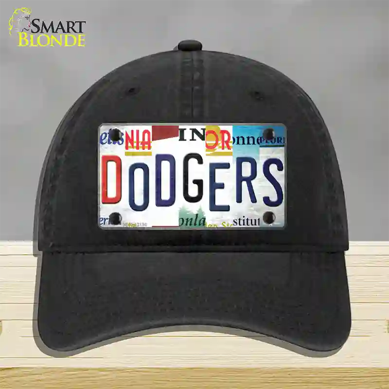 Dodgers Strip Art Novelty License Plate Hat Tag Unconstructed Cotton / Black