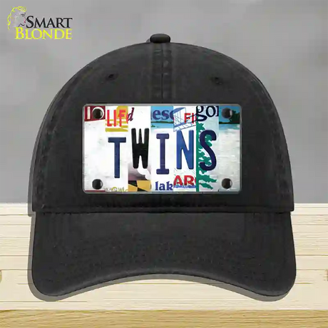 Twins Strip Art Novelty License Plate Hat Tag Unconstructed Cotton / Black