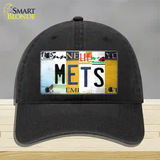 Mets Strip Art Novelty License Plate Hat Tag Unconstructed Cotton / Black