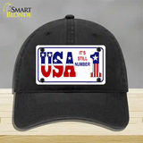 USA Still 1 Novelty License Plate Hat Unconstructed Cotton / Black