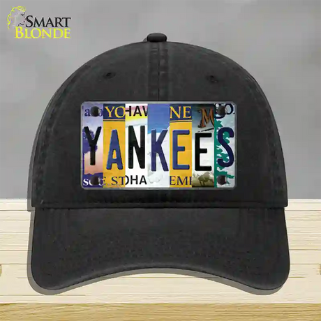 Yankees Strip Art Novelty License Plate Hat Tag Unconstructed Cotton / Black