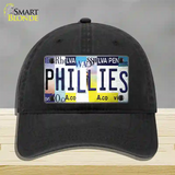 Phillies Strip Art Novelty License Plate Hat Tag Unconstructed Cotton / Black