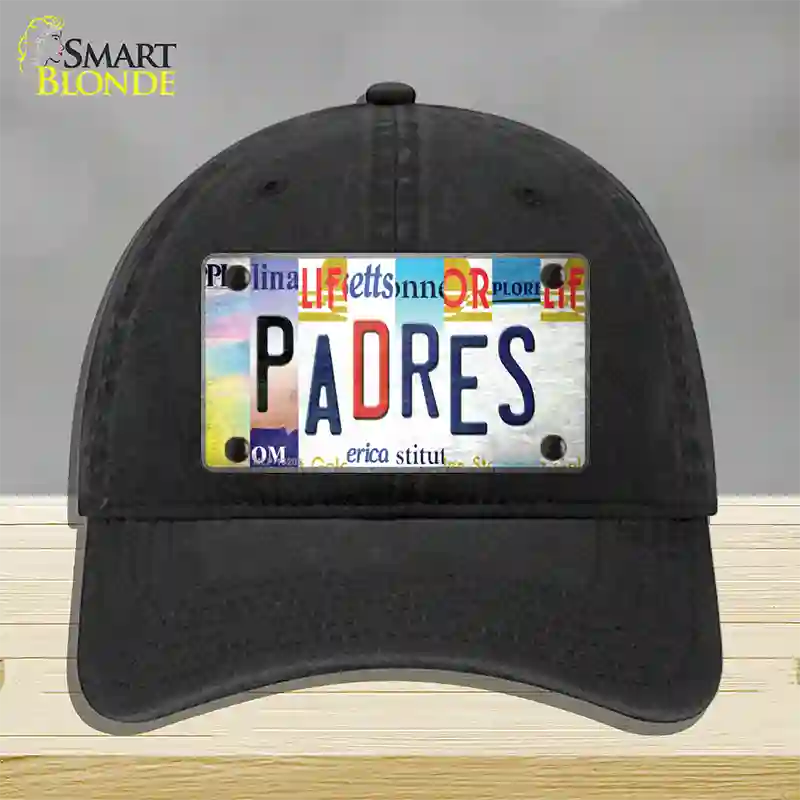 Padres Strip Art Novelty License Plate Hat Tag Unconstructed Cotton / Black