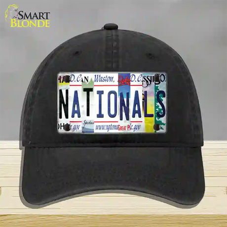 Nationals Strip Art Novelty License Plate Hat Tag Unconstructed Cotton / Black