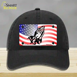 American Flag Praying Hands Novelty License Plate Hat Unconstructed Cotton / Black