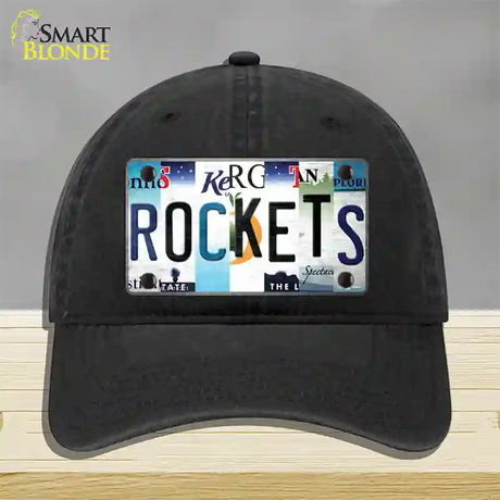 Rockets Strip Art Novelty License Plate Hat Tag Unconstructed Cotton / Black