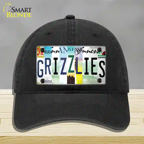 Grizzlies Strip Art Novelty License Plate Hat Tag Unconstructed Cotton / Black