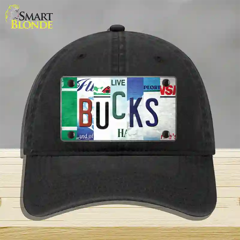 Bucks Strip Art Novelty License Plate Hat Tag Unconstructed Cotton / Black