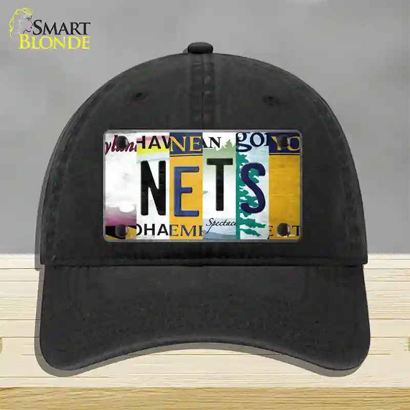 Nets Strip Art Novelty License Plate Hat Tag Unconstructed Cotton / Black