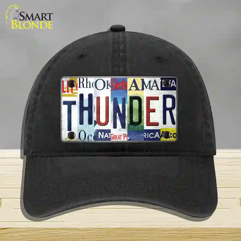 Thunder Strip Art Novelty License Plate Hat Tag Unconstructed Cotton / Black