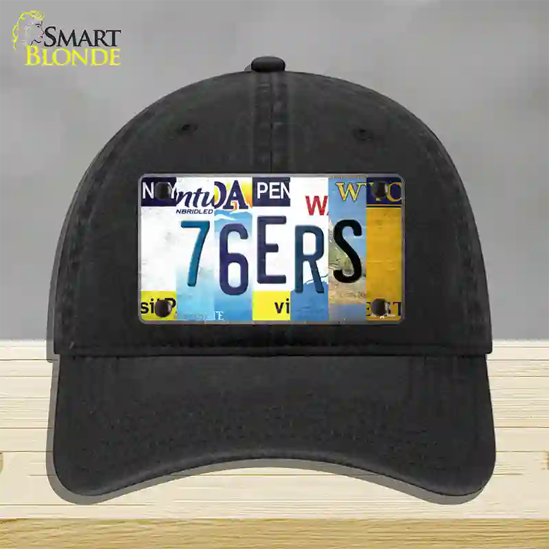 76ers Strip Art Novelty License Plate Hat Tag Unconstructed Cotton / Black