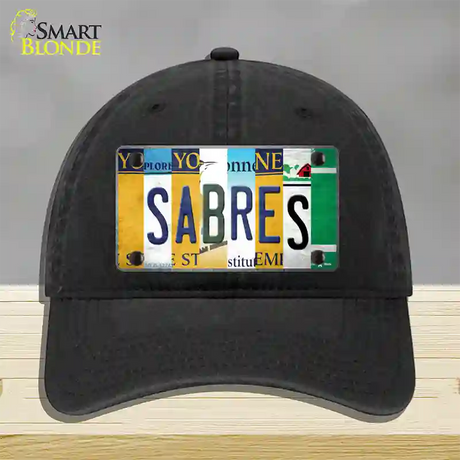 Sabres Strip Art Novelty License Plate Hat Tag Unconstructed Cotton / Black