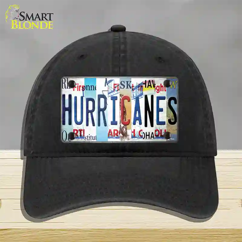 Hurricanes Strip Art Novelty License Plate Hat Tag Unconstructed Cotton / Black